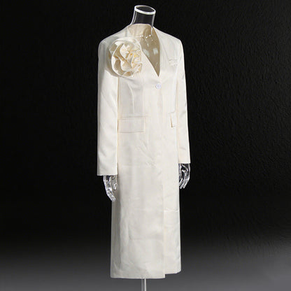 Three dimensional flower collage long sleeved solid color long jacket