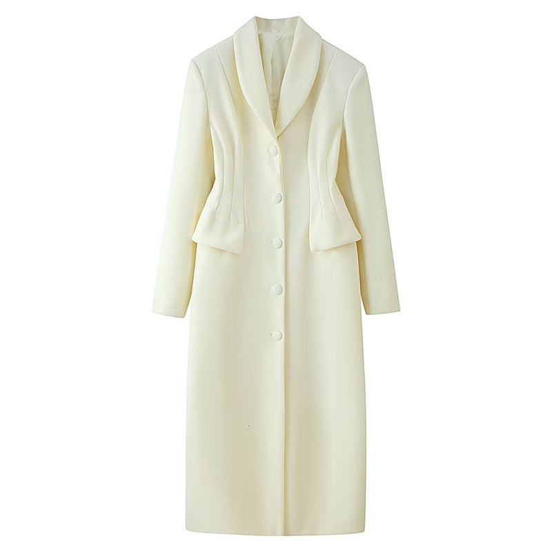 Collar breasted pocket decoration long coat