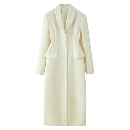 Collar breasted pocket decoration long coat