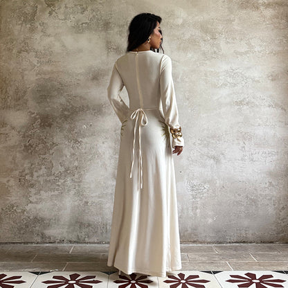 Long sleeved knitted sexy slim fit long skirt