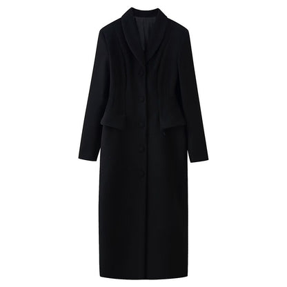 Collar breasted pocket decoration long coat