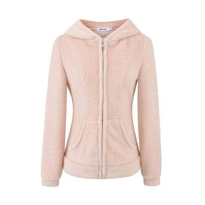 Loose hooded long sleeved jacket