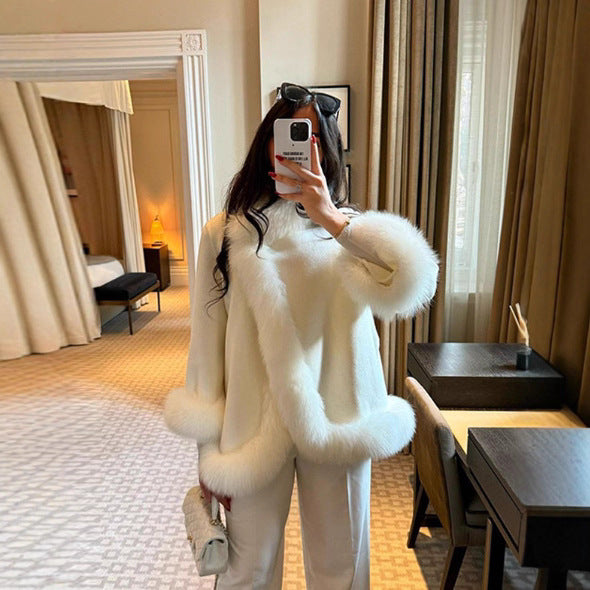 Mao Mao patchwork woolen coat jacket