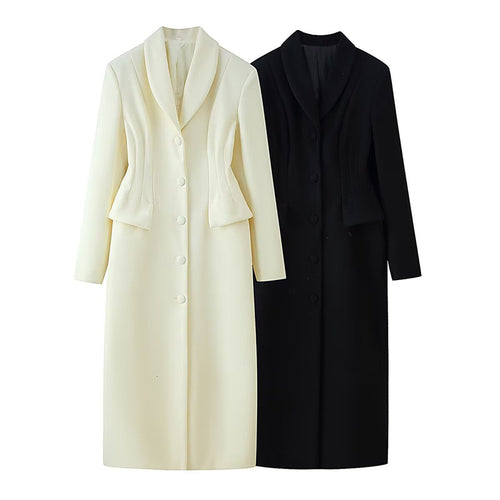 Collar breasted pocket decoration long coat