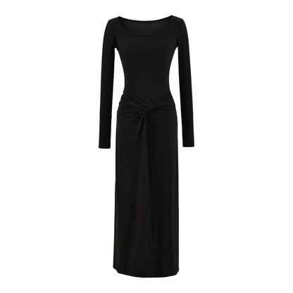 Slim fit square neck long sleeved dress