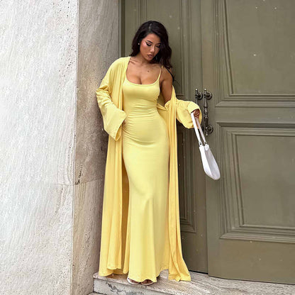 Casual sexy slim fit long top set for women