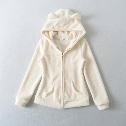 Loose hooded long sleeved jacket