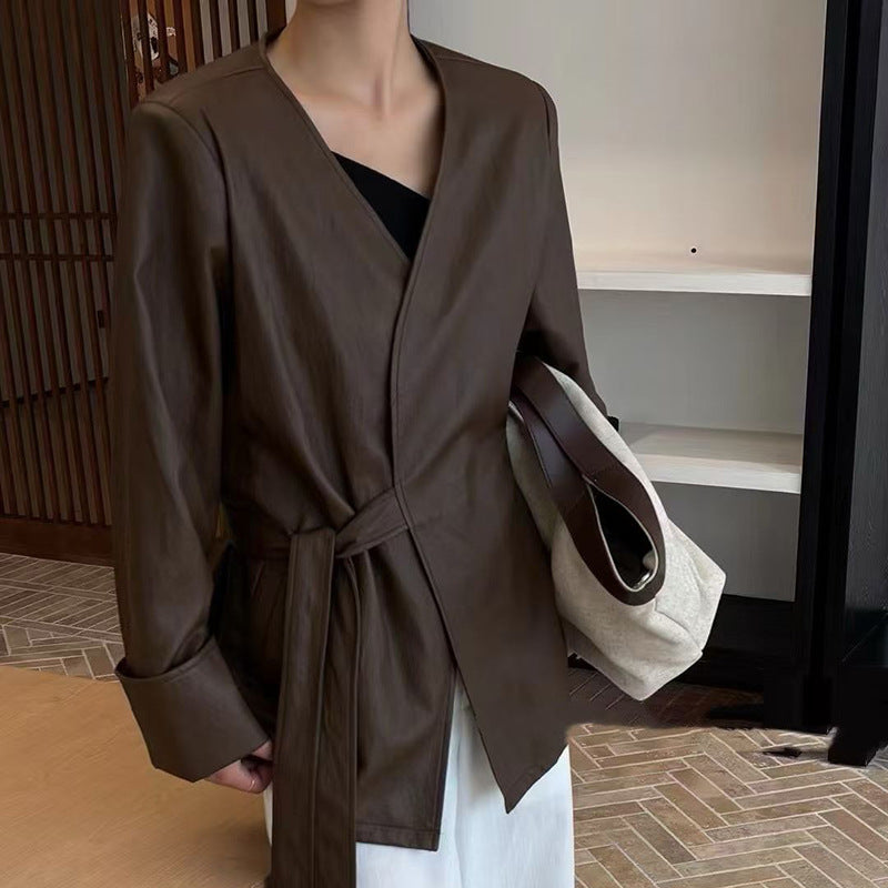 Solid color short jacket for women