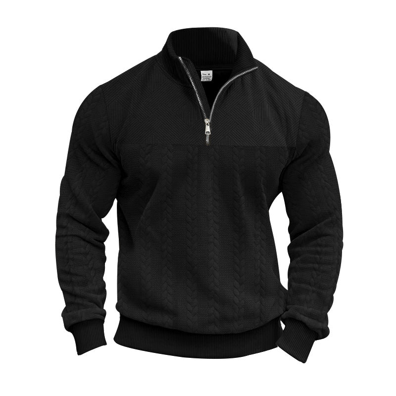 Stand up collar zipper pullover hoodie