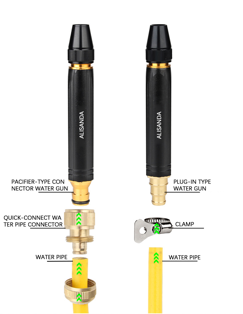 Alisanda Copper Plated Alloy 75g Black Diamond Direct Injection High Pressure sprinkler, Garden Watering, Car Wash