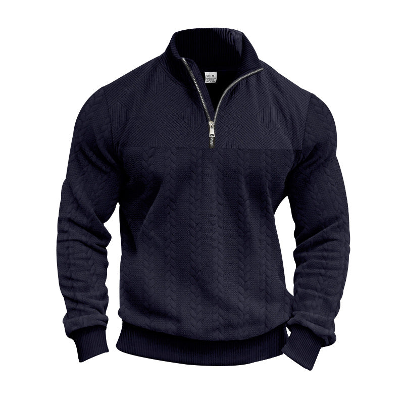 Stand up collar zipper pullover hoodie