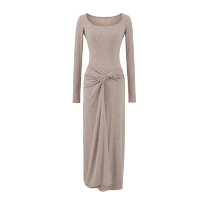 Slim fit square neck long sleeved dress